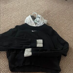 Nike Black Sweatshirt with Grey Hood and Cuff Accents